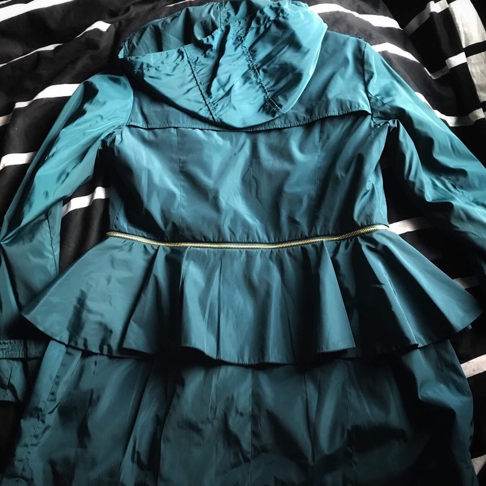 Betsey Johnson teal rain coat